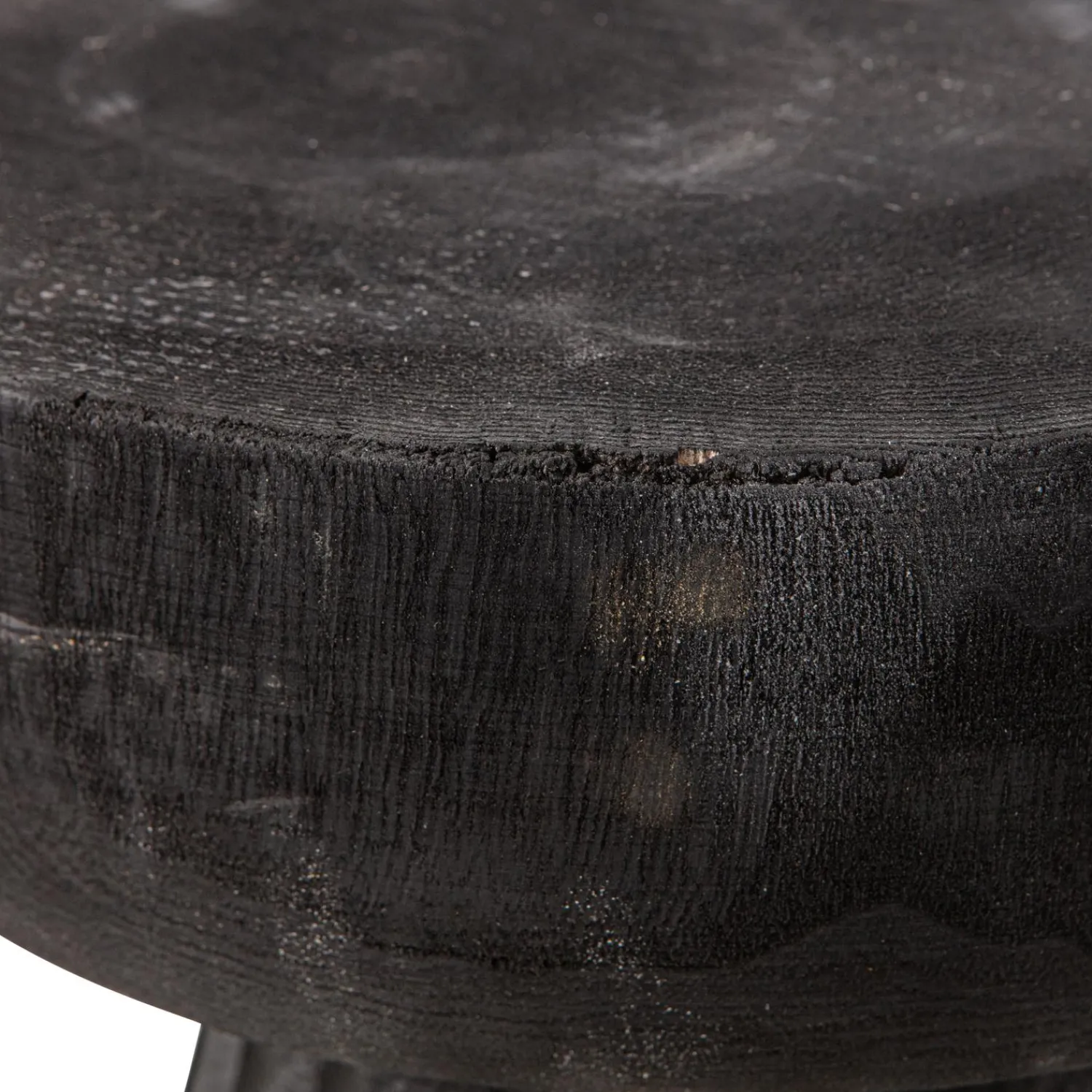 Discount WOOOD Borre kruk hout zwart 40xø28 cm