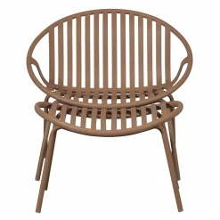 Discount WOOOD Bruce tuin loungestoel + hocker PP/metaal Zalmroze