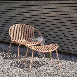 Discount WOOOD Bruce tuin loungestoel + hocker PP/metaal Zalmroze