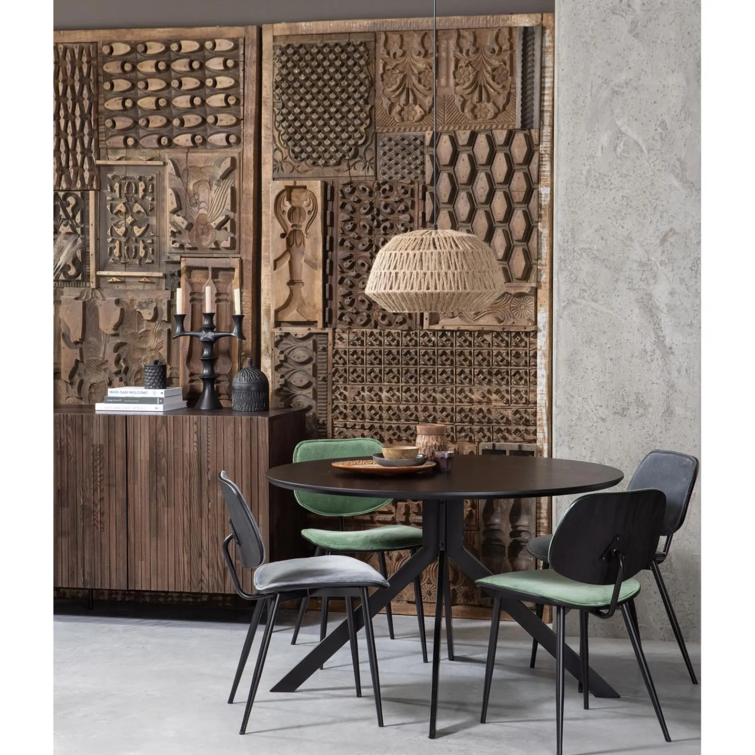 New WOOOD Bruno eettafel rond mdf zwart ø120 cm