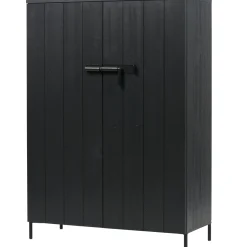 Sale WOOOD Bruut 2-deurs kast grenen geborsteld diepzwart