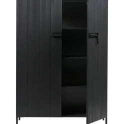 Sale WOOOD Bruut 2-deurs kast grenen geborsteld diepzwart