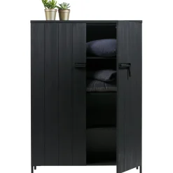 Sale WOOOD Bruut 2-deurs kast grenen geborsteld diepzwart