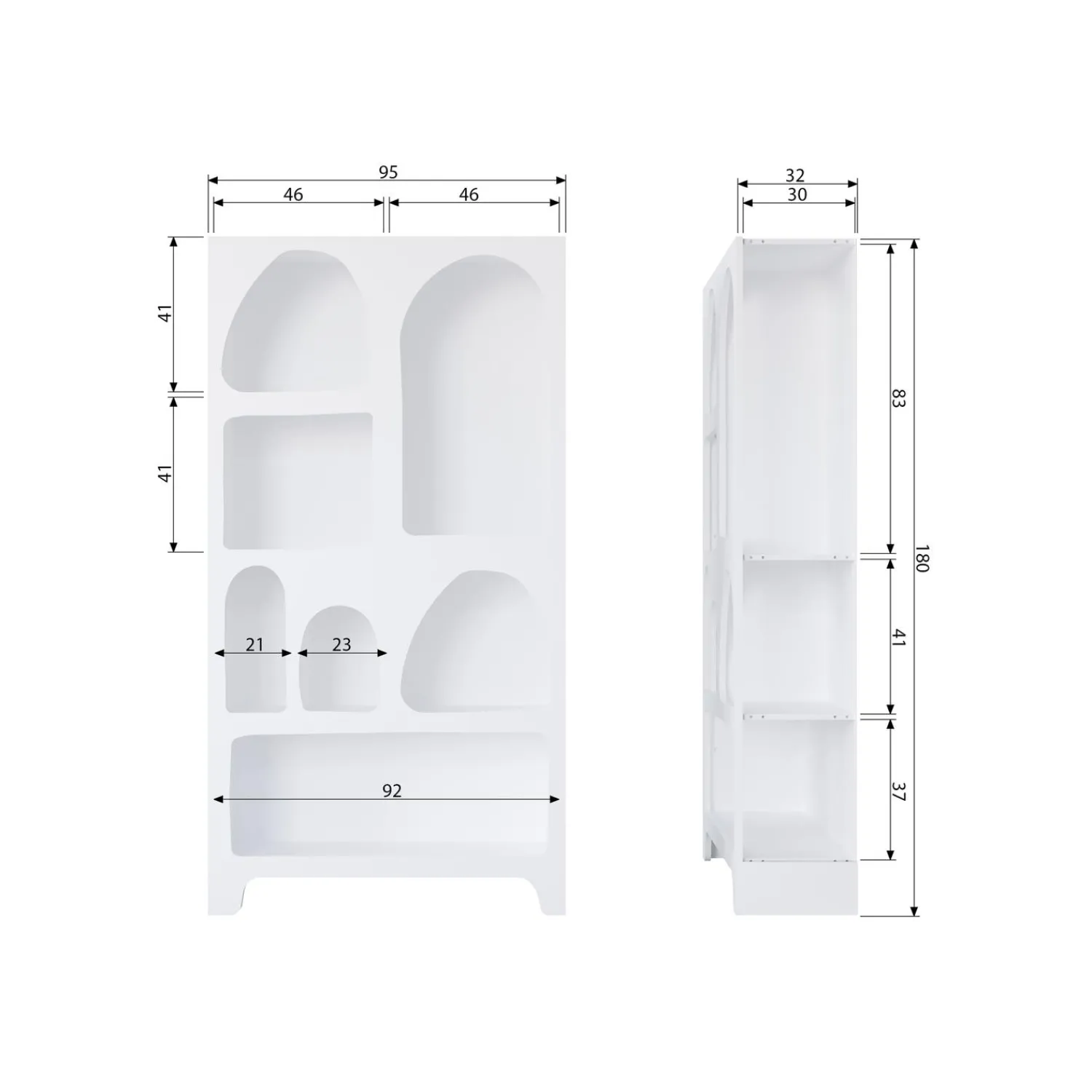 Online WOOOD Caz vakkenkast breed wit