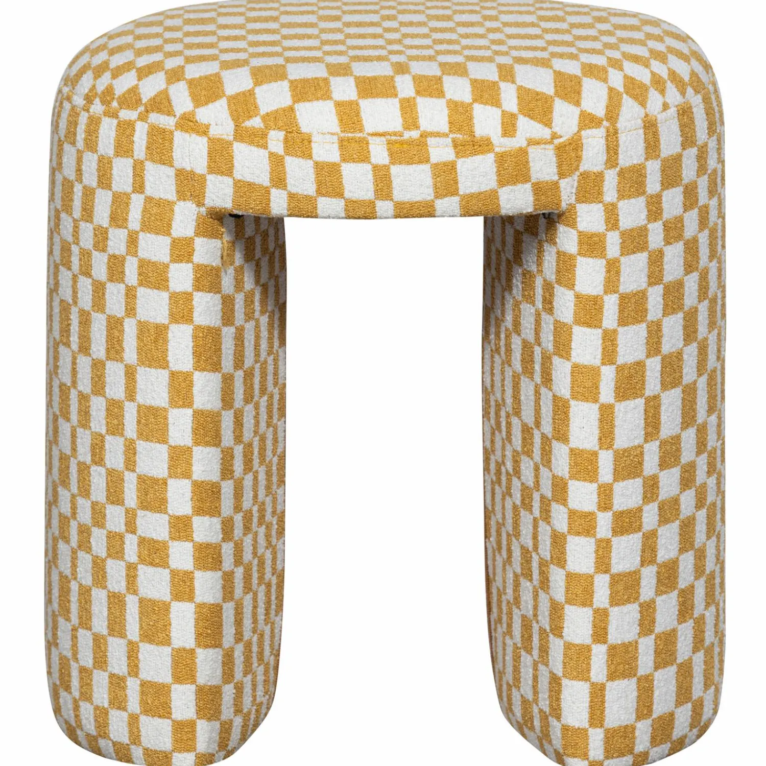 Outlet WOOOD Charlie gestoffeerde kruk ruit dessin Geel