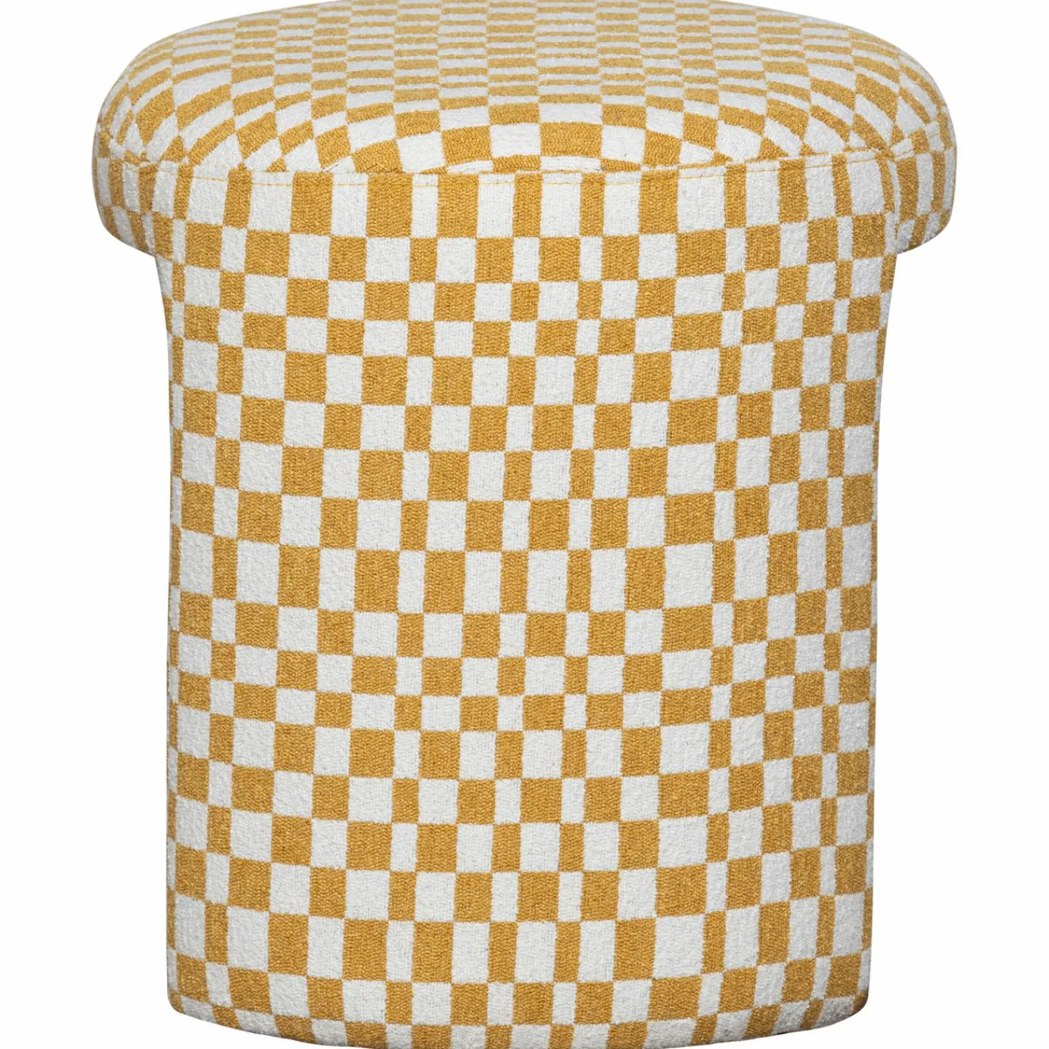 Outlet WOOOD Charlie gestoffeerde kruk ruit dessin Geel