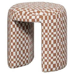 WOOOD Charlie gestoffeerde kruk ruit dessin Oranje