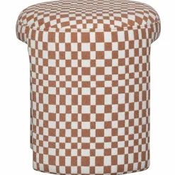 WOOOD Charlie gestoffeerde kruk ruit dessin Oranje