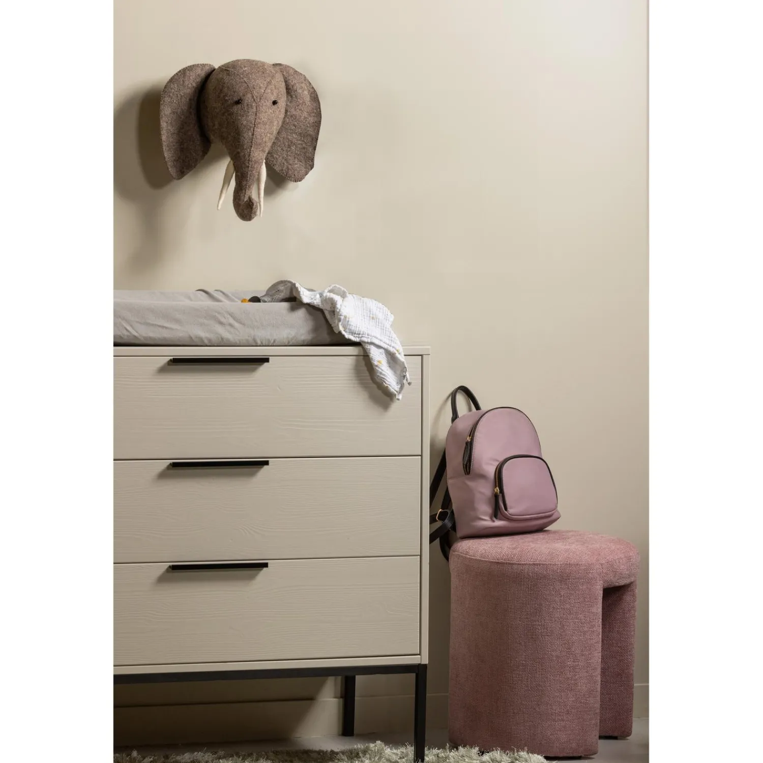 Outlet WOOOD Charlie gestoffeerde kruk Blush