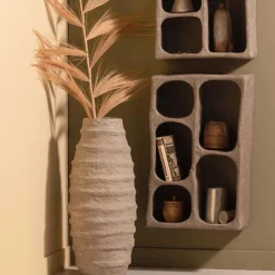 Sale WOOOD Clay wandkastje papier mache grijs