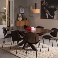 Sale WOOOD Close In eetkamerstoel leerlook/hout zwart