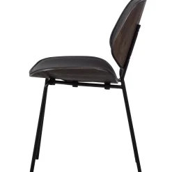 Sale WOOOD Close In eetkamerstoel leerlook/hout zwart