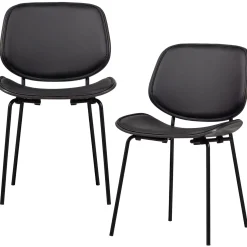 Sale WOOOD Close In eetkamerstoel leerlook/hout zwart