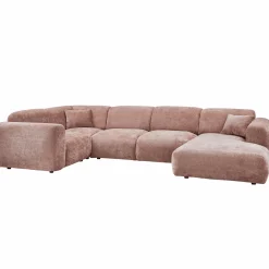 Sale WOOOD Cloud hoekbank links geweven chenille /roze Taupe