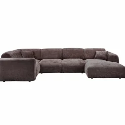 Hot WOOOD Cloud hoekbank links geweven chenille Warm bruin