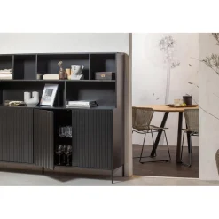 Outlet WOOOD Combi-Tablo: organisch eiken 130x130 & 2-stand zwart