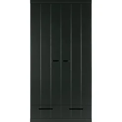 Clearance WOOOD Connect 2-deurs kledingkast + lade Zwart