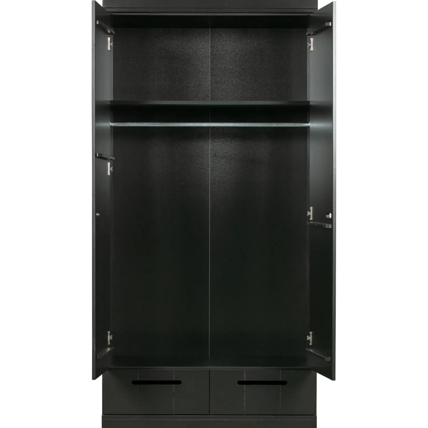 Clearance WOOOD Connect 2-deurs kledingkast + lade Zwart