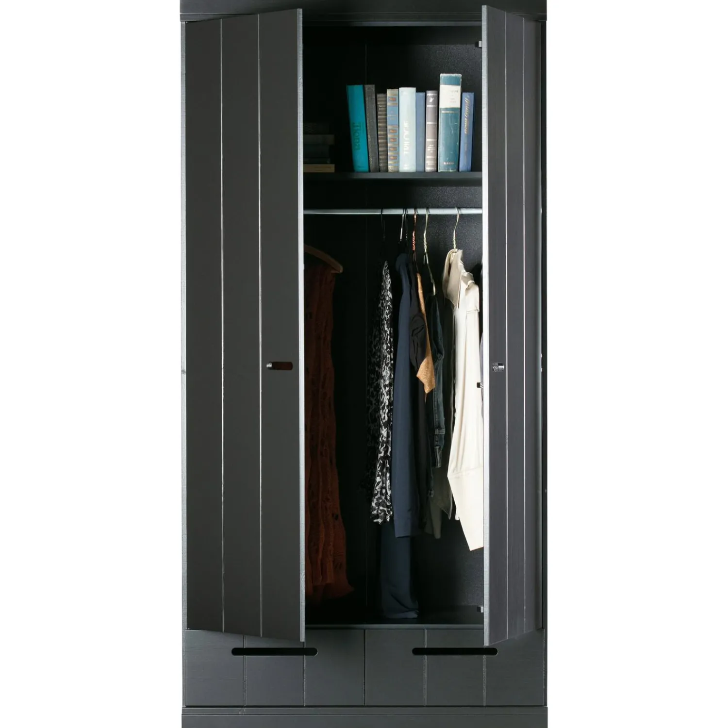 Clearance WOOOD Connect 2-deurs kledingkast + lade Zwart