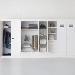 Outlet WOOOD Connect 3-deurs kledingkast + lade Wit