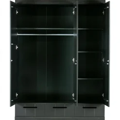 Hot WOOOD Connect 3-deurs kledingkast+ lade Zwart