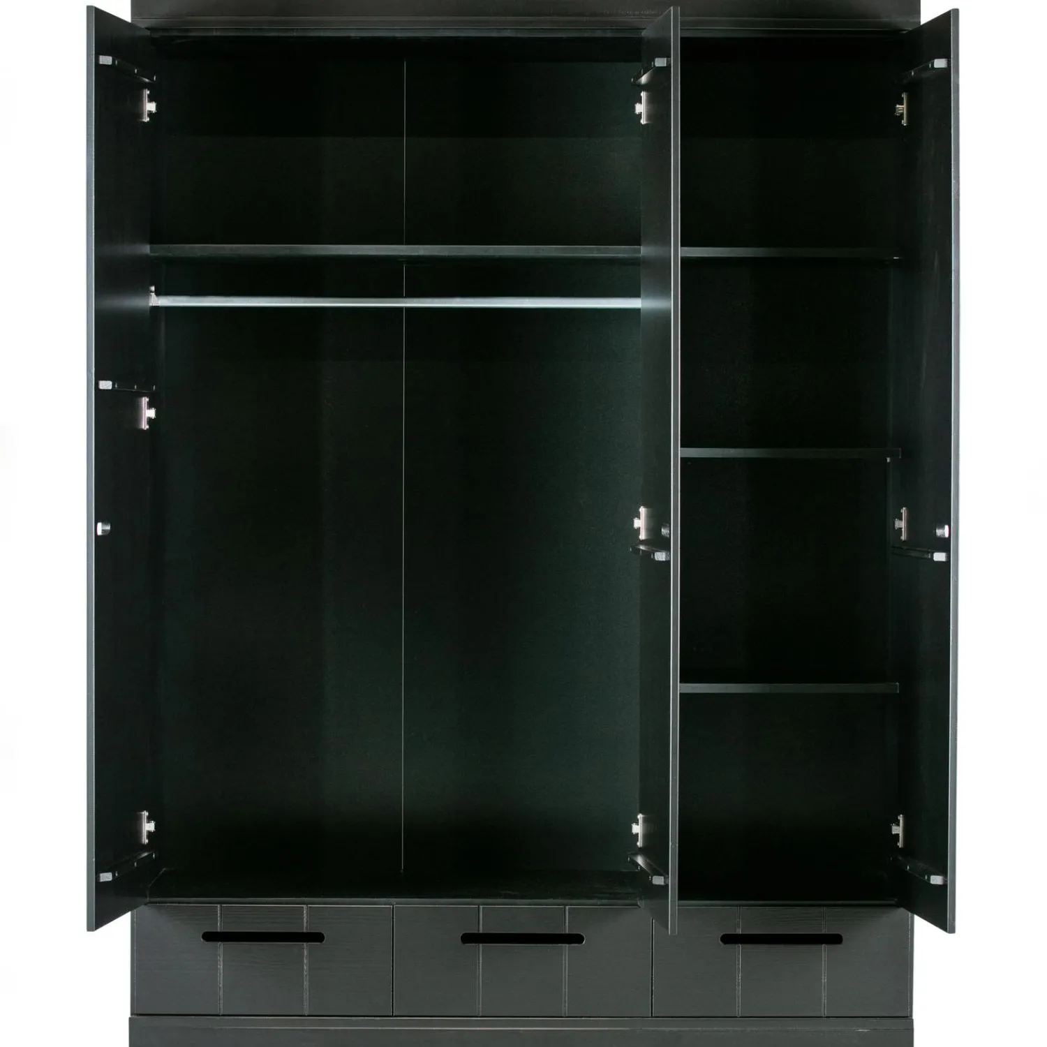 Hot WOOOD Connect 3-deurs kledingkast+ lade Zwart