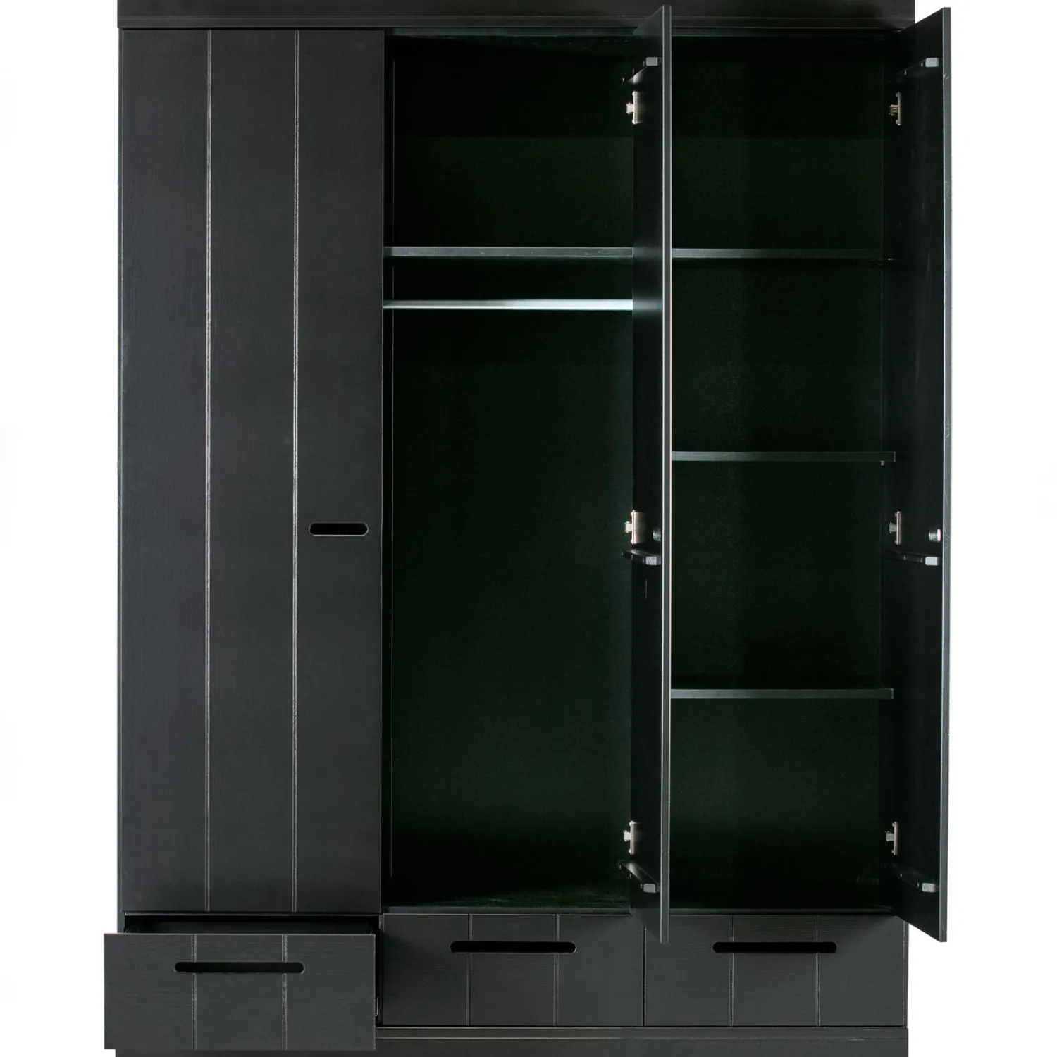 Hot WOOOD Connect 3-deurs kledingkast+ lade Zwart