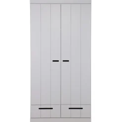 Online WOOOD Connect 2-deurs kledingkast + lade Betongrijs