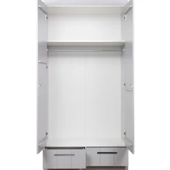 Online WOOOD Connect 2-deurs kledingkast + lade Betongrijs