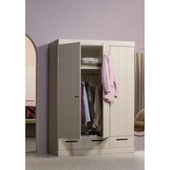 Discount WOOOD Connect 3-deurs kledingkast + lade Dust