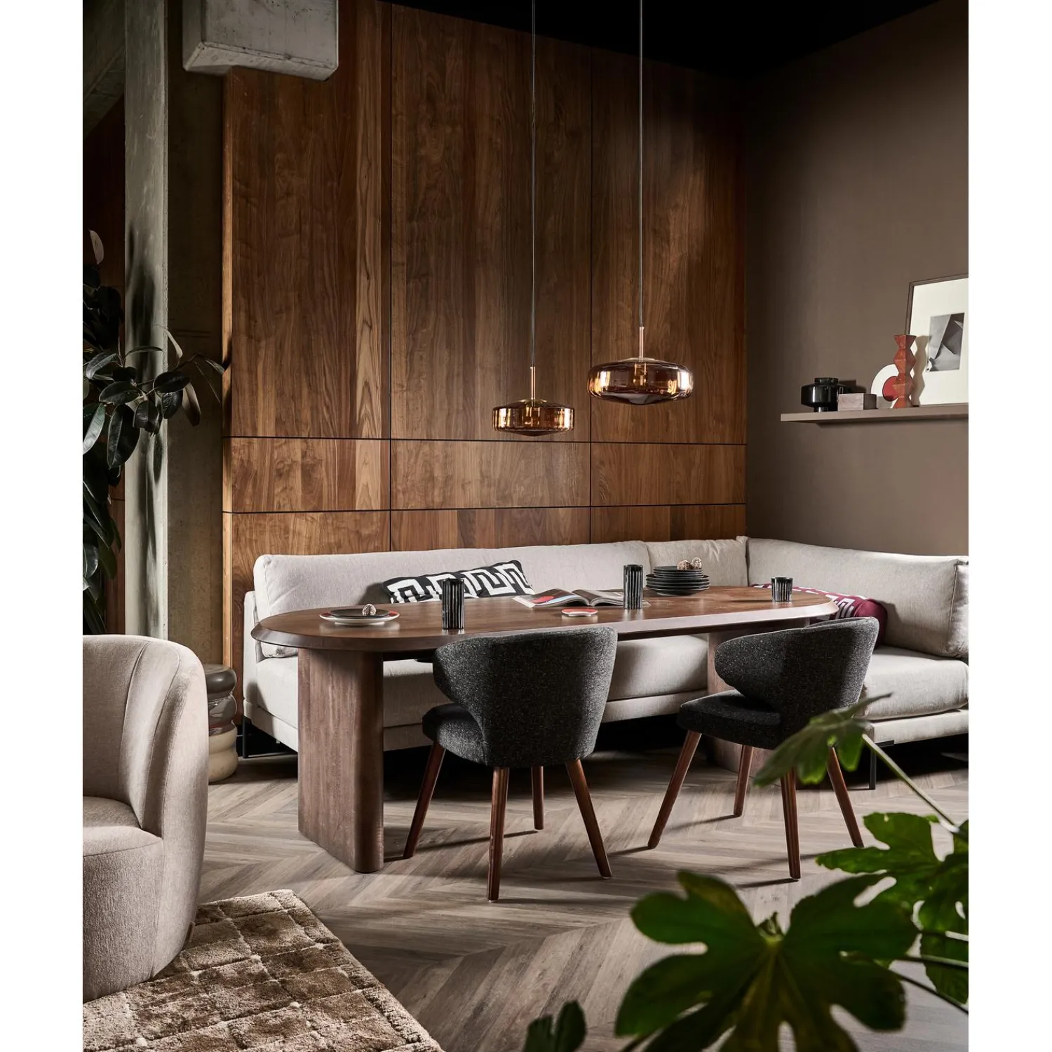 Discount WOOOD Couple eetbank element 200 cm Lichtgrijs