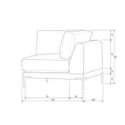 New WOOOD Couple hoekelement Donkergrijs