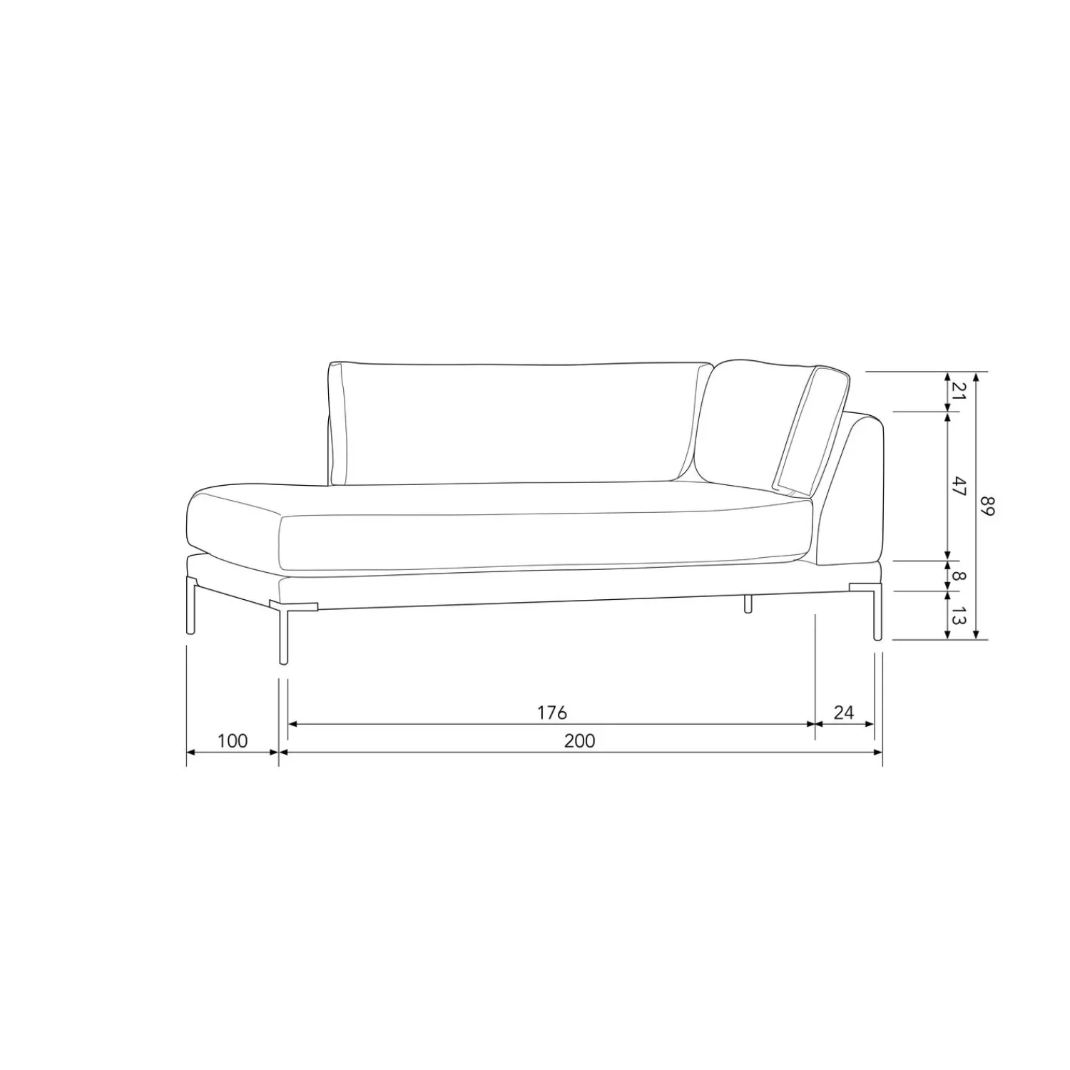 Online WOOOD Couple lounge element links chocolade bruin Chocoladebruin