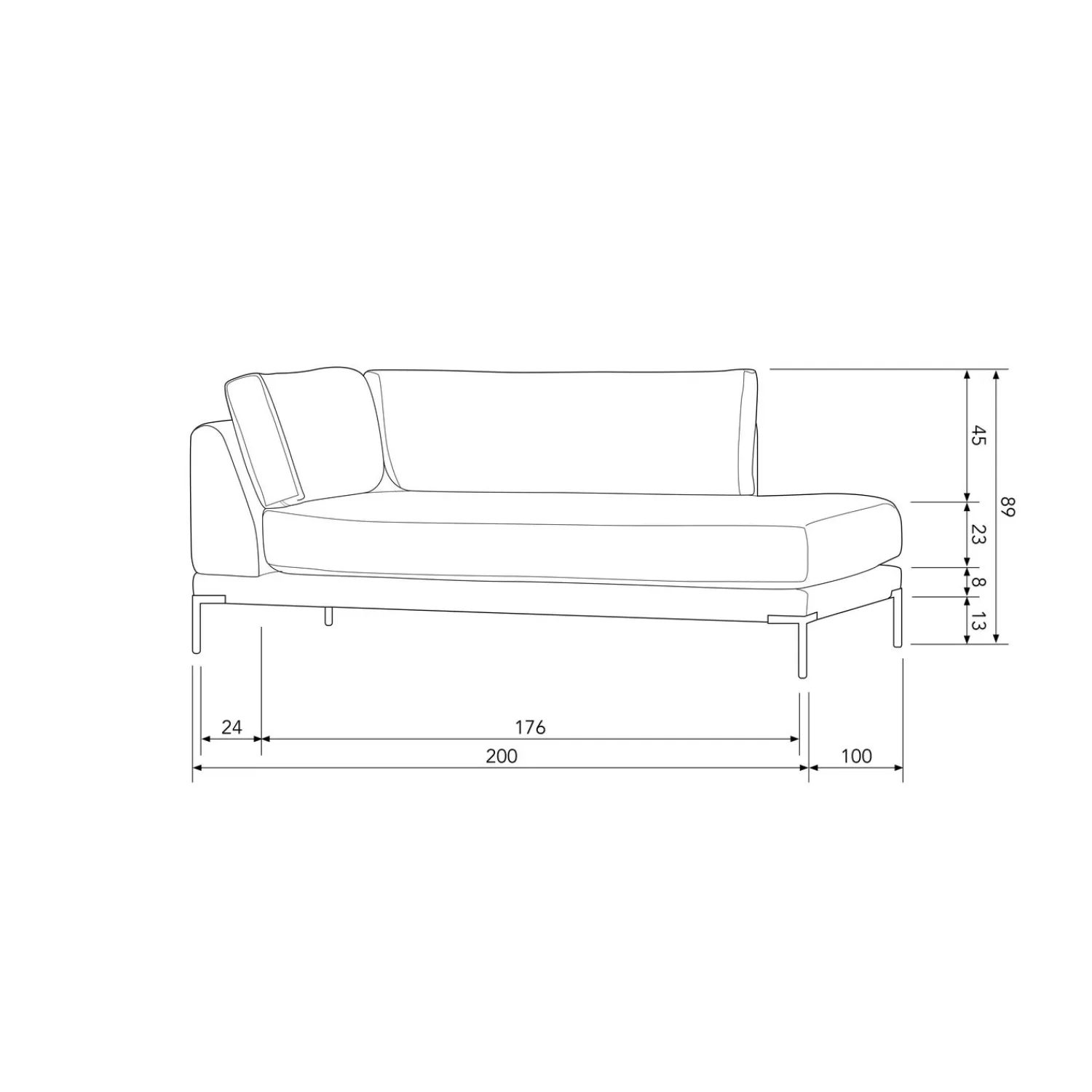 WOOOD Couple lounge element rechts Donkergrijs
