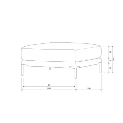 New WOOOD Couple poef 100 cm chocolade bruin Chocoladebruin