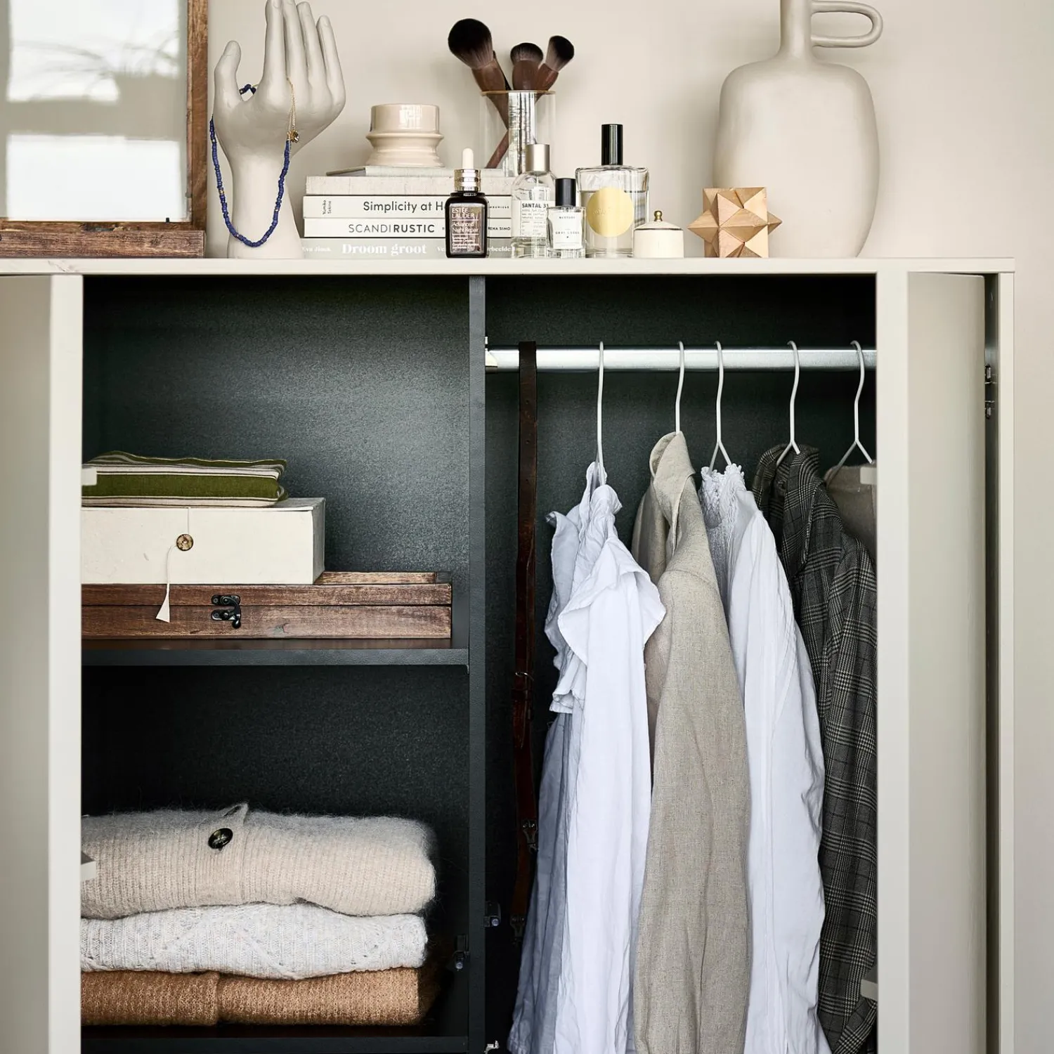 New WOOOD Daily Closet Double 110x100 cm grenen dakargrau