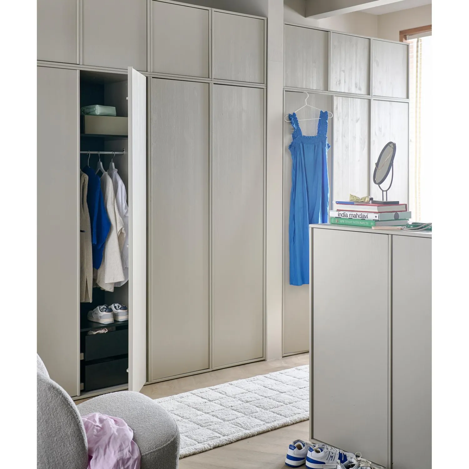 New WOOOD Daily Closet Double 110x100 cm grenen dakargrau