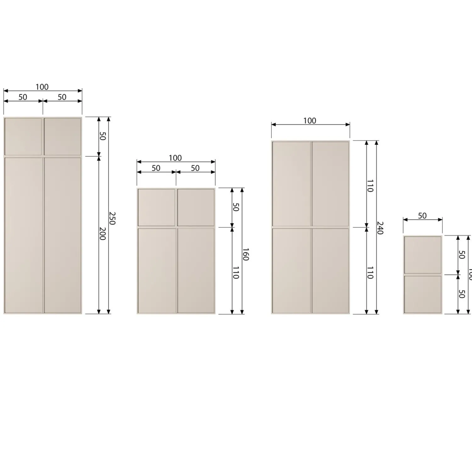 New WOOOD Daily Closet Double 110x100 cm grenen dakargrau