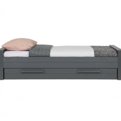 WOOOD Dennis bed 90x200 cm grenen steel grey geborsteld Staalgrijs