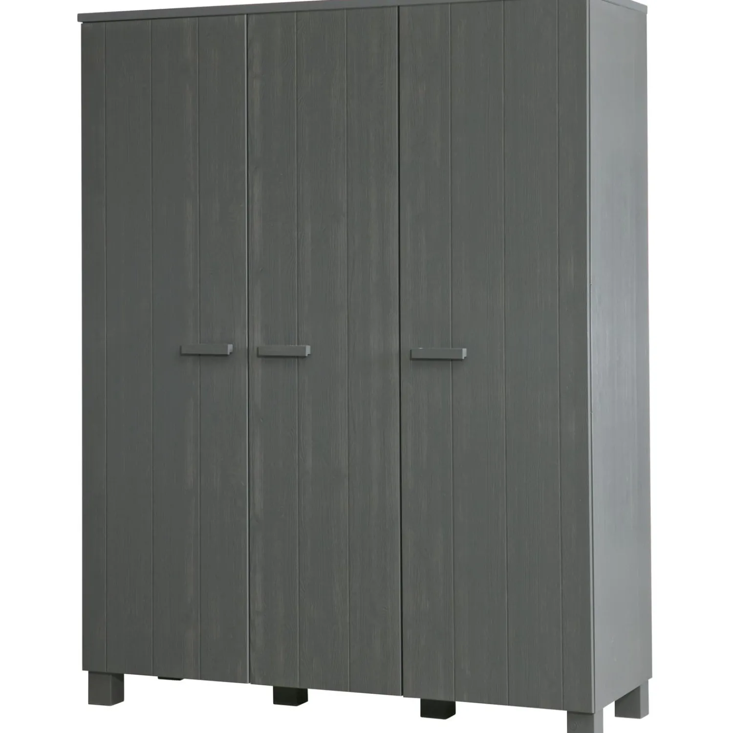 Clearance WOOOD Dennis 3-deurs kast grenen steel grey geborsteld Staalgrijs