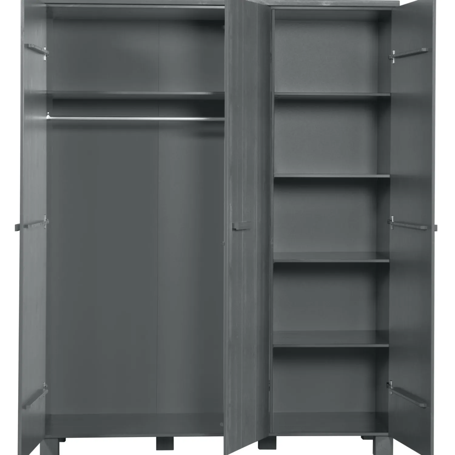 Clearance WOOOD Dennis 3-deurs kast grenen steel grey geborsteld Staalgrijs