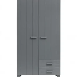 WOOOD Dennis kast met laden grenen steel grey Staalgrijs