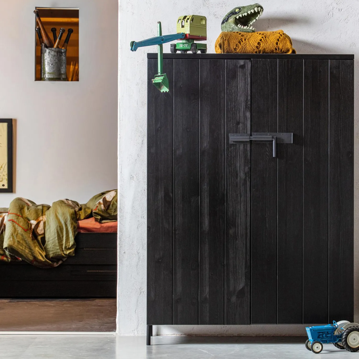 Clearance WOOOD Dennis matras/bedlade steelgrey geborsteld Staalgrijs