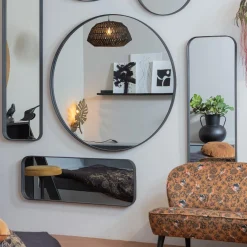 Best WOOOD Doutzen spiegel metaal ø80 cm Zwart
