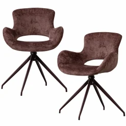 Sale WOOOD Eliva eetkamerstoel structure velvet - set van 2 Paars