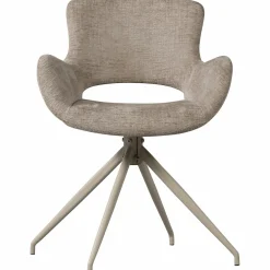 Hot WOOOD Eliva eetkamerstoel structure velvet - set van 2 Zand