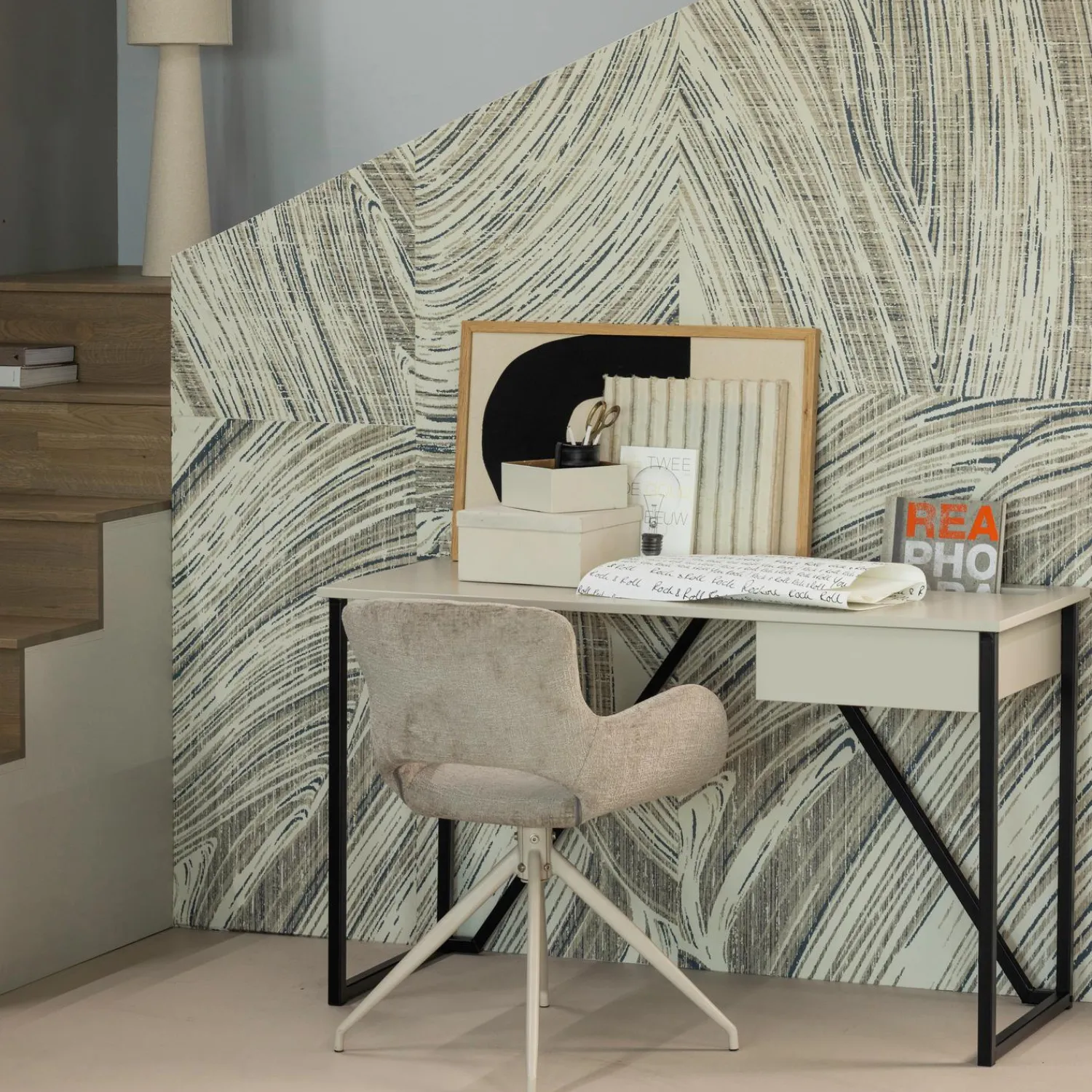 Hot WOOOD Eliva eetkamerstoel structure velvet - set van 2 Zand