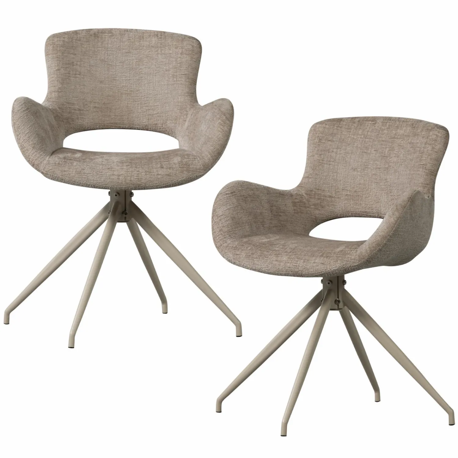 Hot WOOOD Eliva eetkamerstoel structure velvet - set van 2 Zand