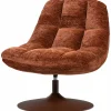 Hot WOOOD Elvi draaifauteuil chenille structuur roestbruin
