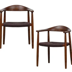 Outlet WOOOD Embrace eetkamerstoel hout gevlochten zitting donkerbruin